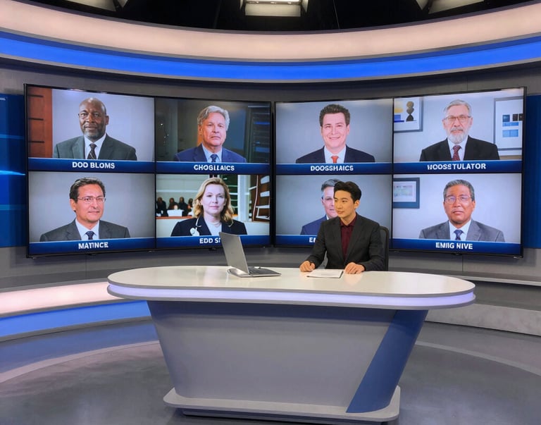 A large advertising billboard is mounted on the side of a gray, modern high-rise building. The ad features a white horse rearing on its hind legs against a dark, ornate background. Text on the billboard includes the words 'WINFIELD' and 'A WORLD APART', with additional text and contact details in smaller fonts. The building's facade has a grid-like pattern, and there are trees and more skyscrapers visible in the vicinity.