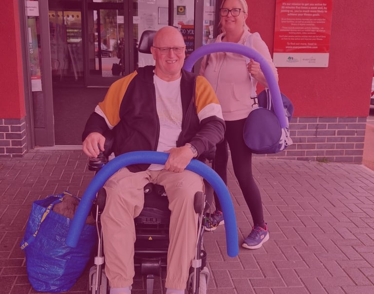 Picture of a man and woman at the swimming pool - AMG Nursing & Caring Services