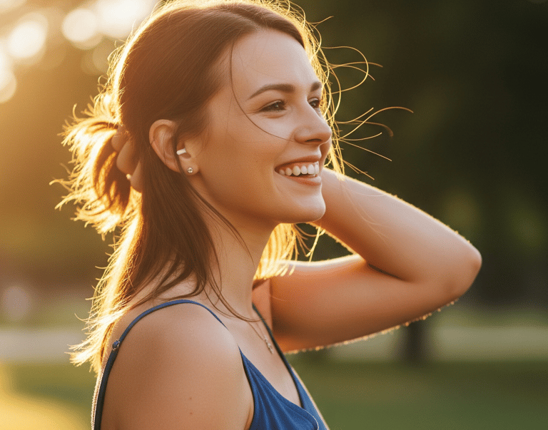 Woman wearing comfortable earplugs