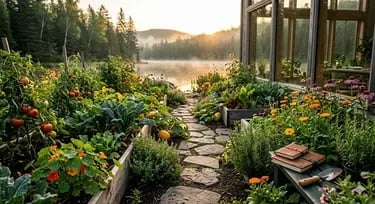 Jardin régénérateur face au lac : cultiver des projets et infrastructures IA avec l'approche systémique d'ÉcoScriptum.