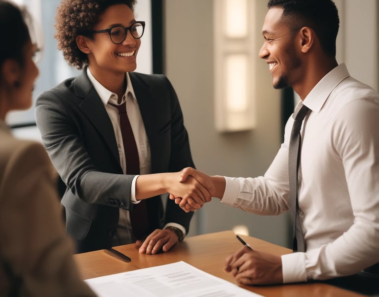 A friendly insurance agent helping a family review their coverage options.