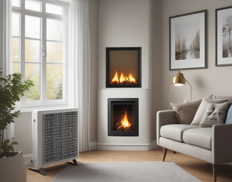 Technician installing a modern energy-efficient heating system in a cozy home.