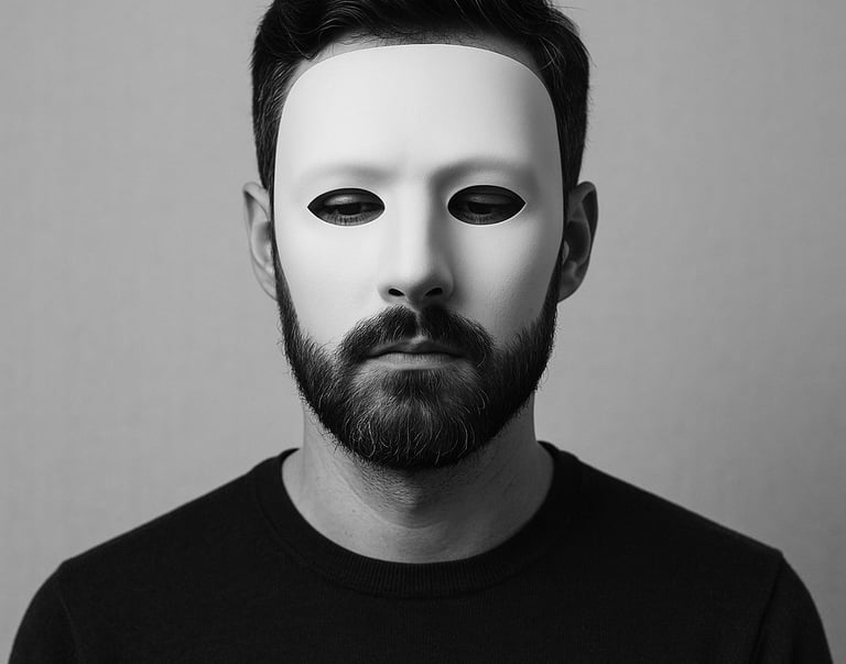 a man with a white mask on his face