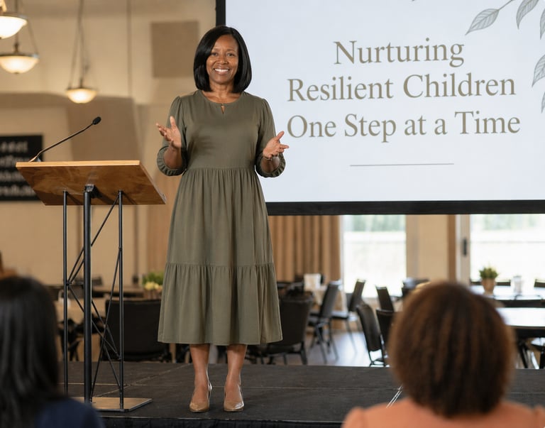 Patricia Clarkson presenting to Christian women on nurturing resilient children.