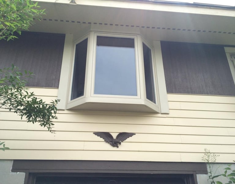 Beige 45 degree bay window