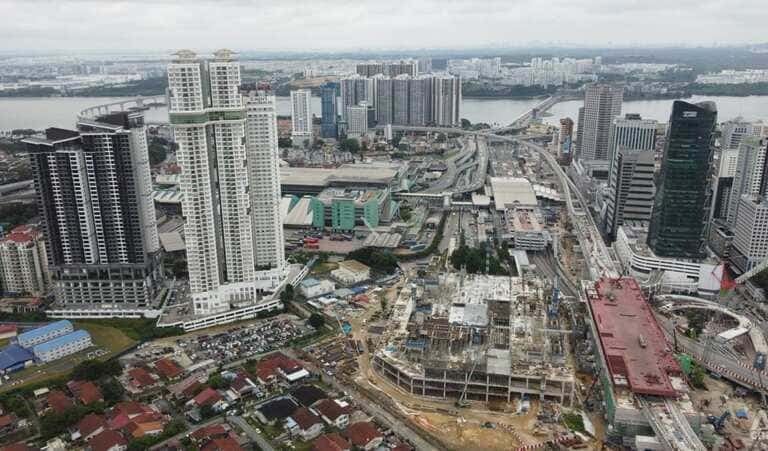 Skyline of Johor Bahru city near RTS CIQ area