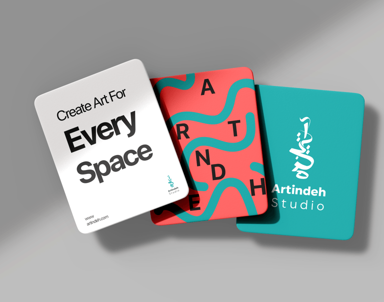 Werbematerial für Corporate Idnetity und Branding Artindeh Kunstplatform