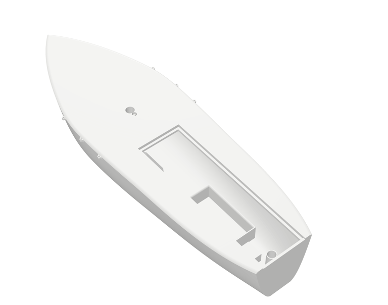 3D printed hull of the RC sailboat