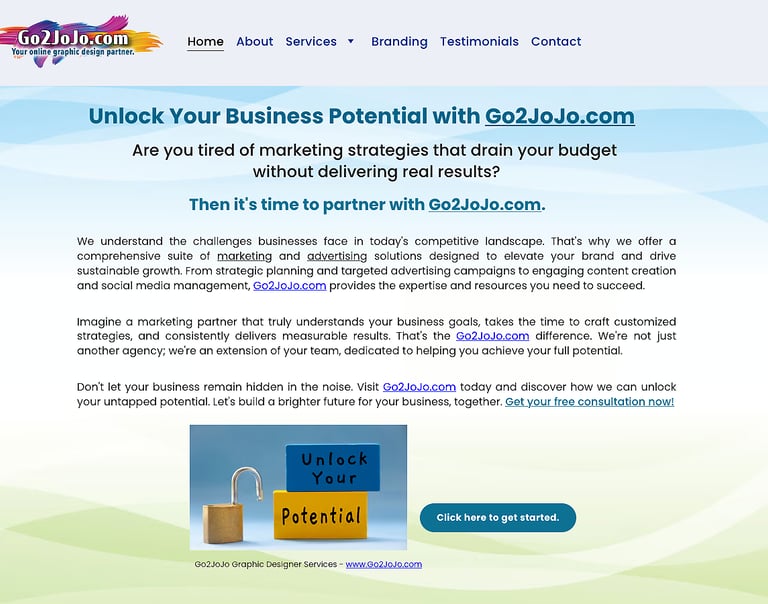 Go 2 JoJo Website Designs Page Website Design Image www.Go2JoJo.com