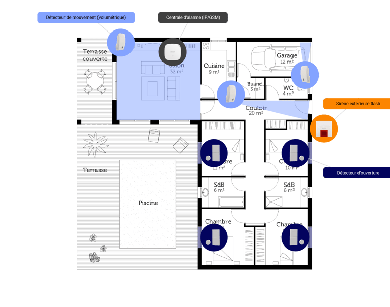 a floor plan of a house with a blueprinted floor plan