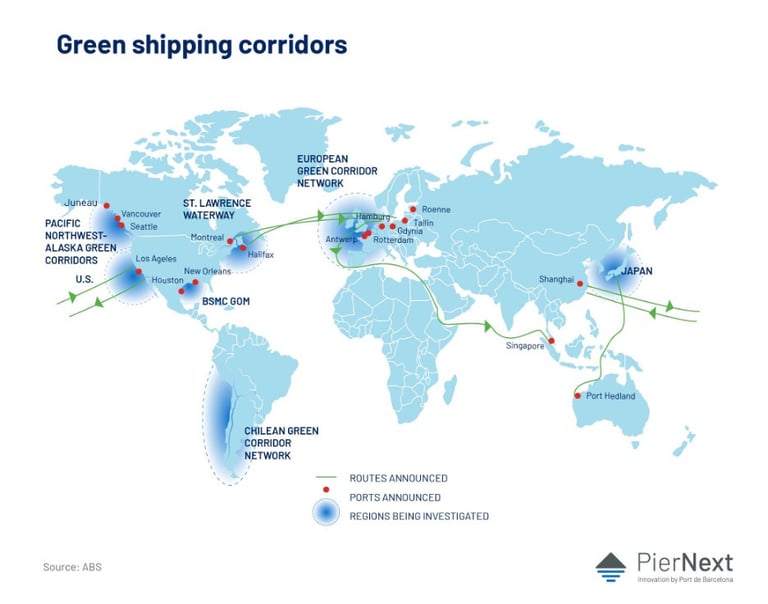 Illustration of Green Corridors as of 2022 by ABS