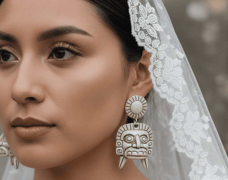 Mujeres peruanas sonrientes con ropa tradicional andina mostrando joyas a base de cerámica hechas a