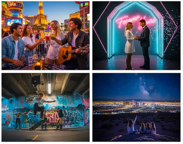 a group of people standing around a stage