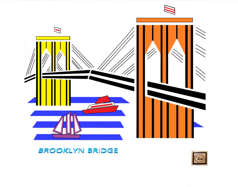 BROOKLYN BRIDGE richWOODart.com straight line art