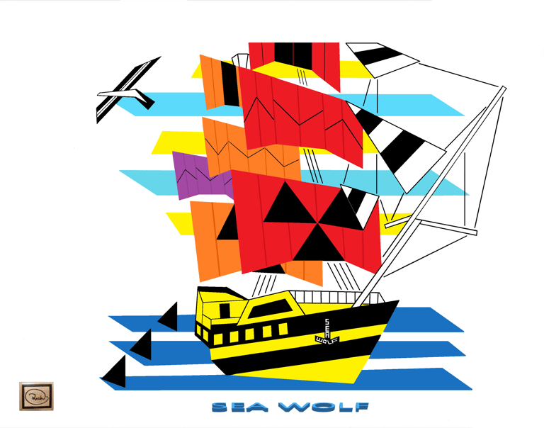 SEA WOLF richWOODart.com straight line art