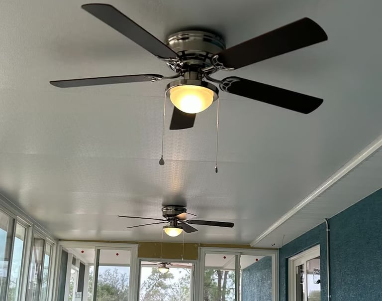 Outdoor patio ceiling fan installation