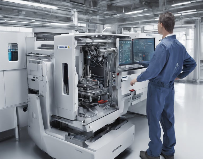 woman standing in front of the digital machine