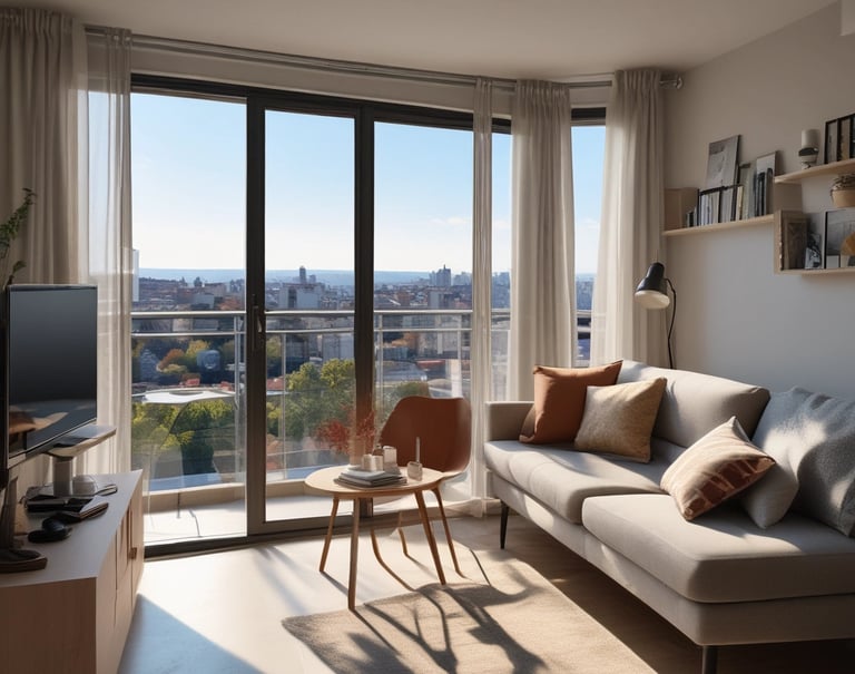 A friendly real estate agent showing an apartment to a smiling expatriate couple in Casablanca.