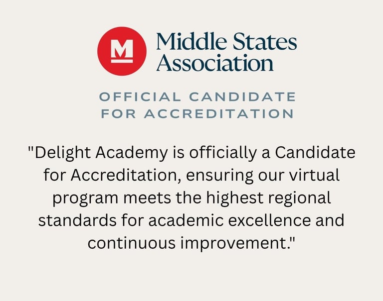 Middle States Association MSA Candidate for Accreditation seal for Delight Academy.