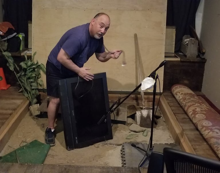 Foley stage, Foley Artist creating unique Foley FX sounds