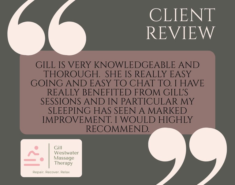 Five star review Gill Westwater Massage DD8