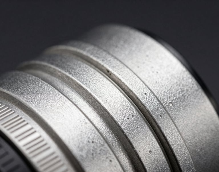 Macro photography of an elegant silver texture against a dark backdrop, sophisticated lighting reflecting off the surface, monochromatic palette of black and white, luxury item detail.