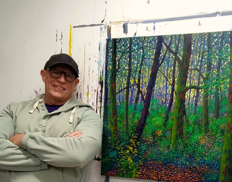 Kevin McKeown artist in his studio 