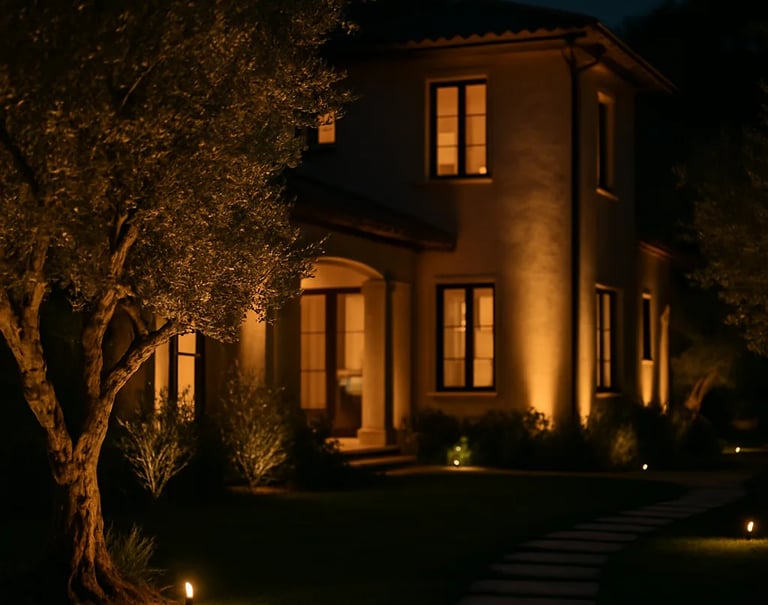 Luxury villa with spotlight showcase