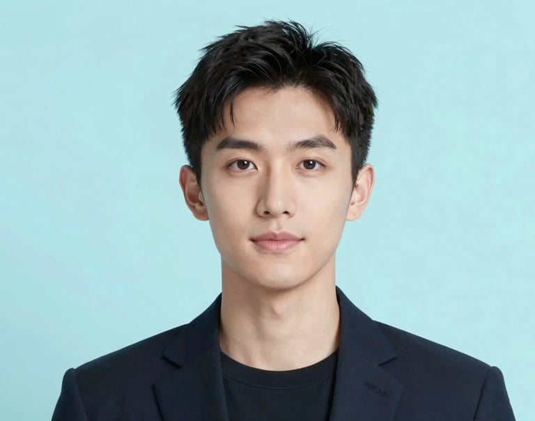 High-resolution AI portrait with a clean, modern background, utilizing the cool tones of #E0FBFC and #98C1D9, professional studio quality lighting.