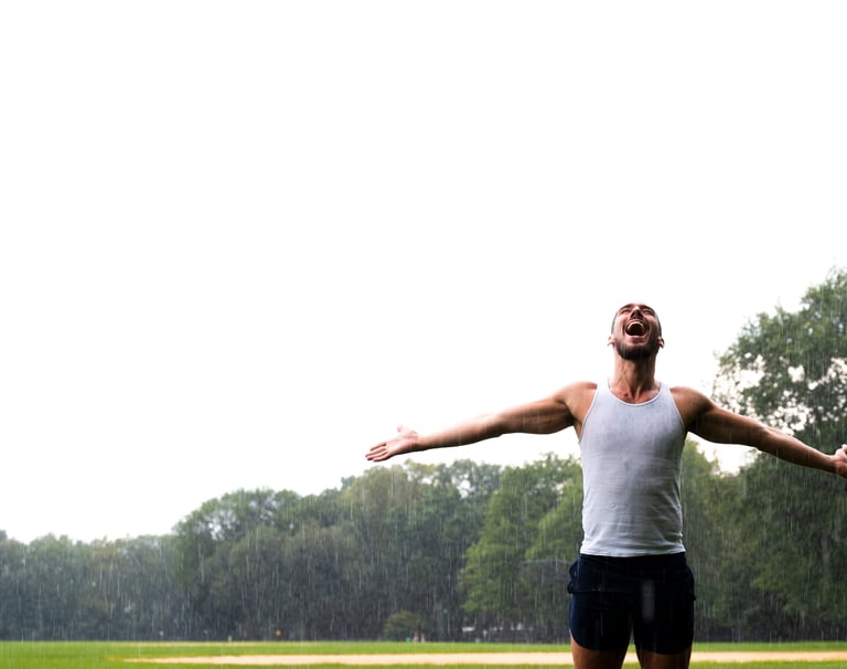 Healthy Man Looking Up