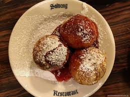 Æbleskivers served at Solvang Restaurant in Solvang, California, a popular Danish dessert for families