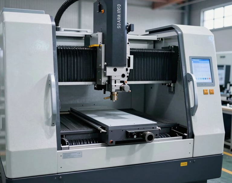 High-tech manufacturing equipment in operation.