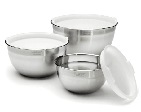Cuisinart stainless steel mixing bowl set, 18/10 food-grade steel, non-toxic