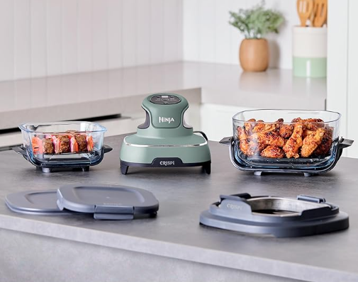 non-toxic glass air fryer on a clean kitchen counter