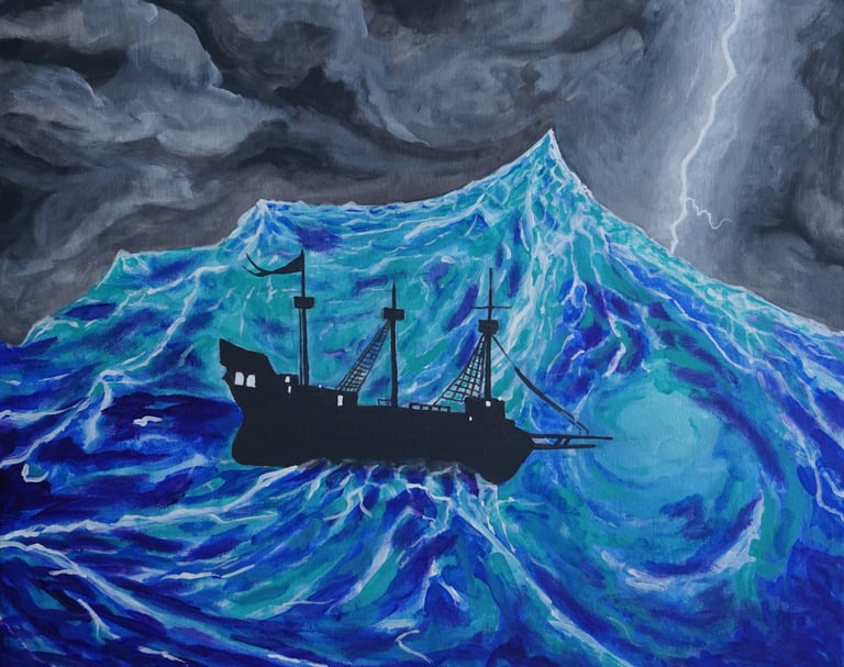 Kevo 2024 Painting/Canvas/Seascape/lightning/"Estruendo Altamar"