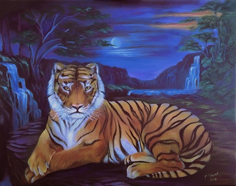 a tiger in a painting of a tiger