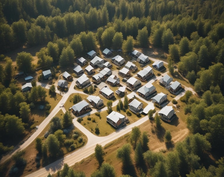 a man riding a skateboard down a street next to tall buildings