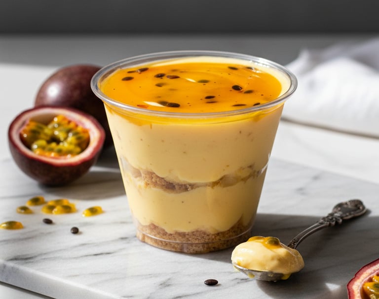 Cremoso de Maracuyá de Cocina con Ely, un postre artesanal de inspiración tropical preparado con cre