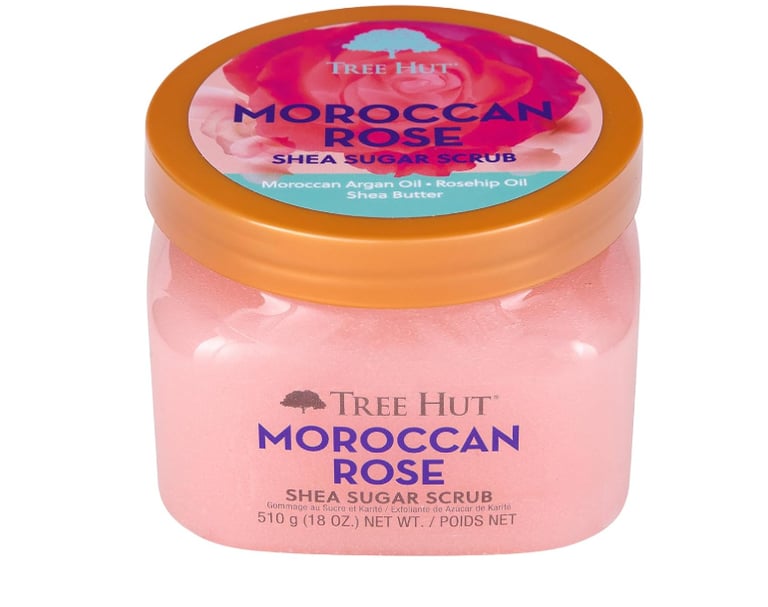 Tree Hut Moroccan Rose Shea Sugar Scrub – exfoliating body scrub with shea butter and rose scent