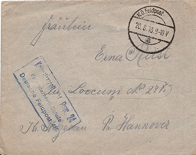 Letter sent by a soldier undergoing treatment at Bavarian military hospital no. 24.