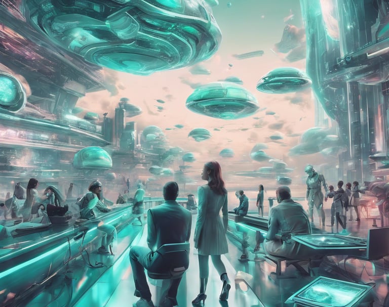 A futuristic city as outcome of humans automating their tasks