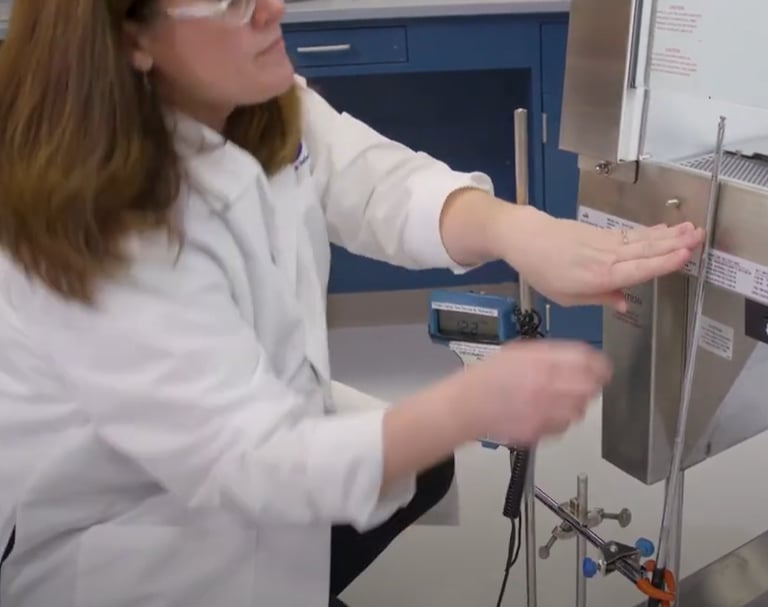 Biological safety cabinet being certified to NSF49