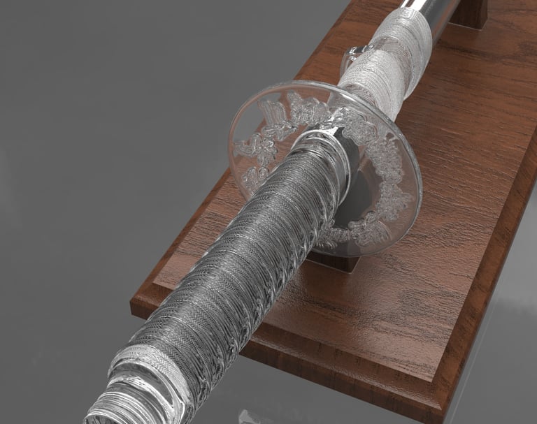 katana 3D model glass bottle rendering