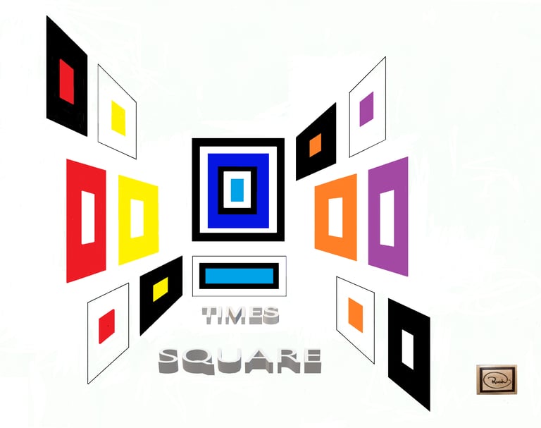 TIMES SQUARE richWOODart.com straight line art 