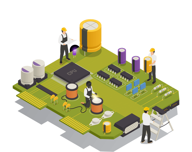 People working on semiconductor