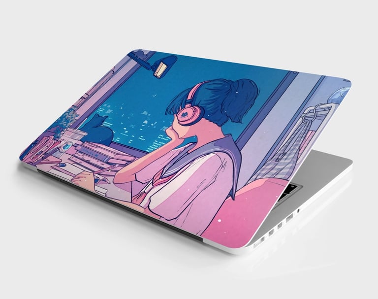 anime girl laptop skin