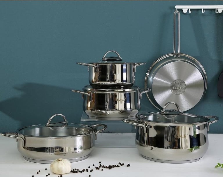 OMS 304 kalite 18/10 paslanmaz çelik derin tencere, indüksiyon uyumlu taban