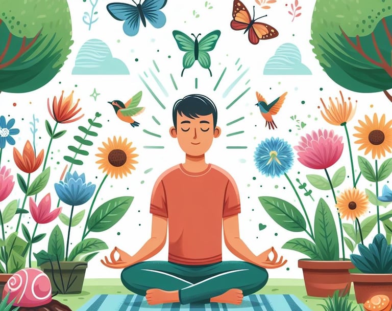 a man meditating in a garden
