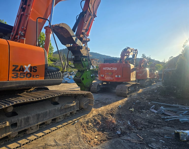 Row of excavators