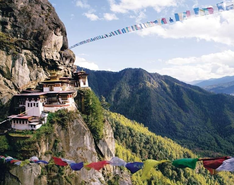 Tiger's-Nest-Monastery-in-Paro-Valley-During-Spring-season